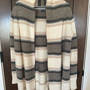 Old Navy Cream and Brown Striped Cardigan